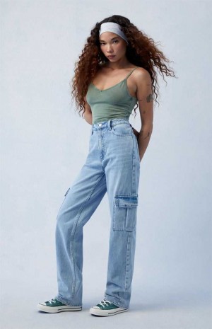 Pantalones PacSun Light Indigo '90s Boyfriend Cargo Mujer Indigo | CKIFX6207