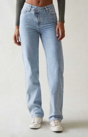 Pantalones PacSun Light Indigo Asymmetrical '90s Boyfriend Mujer Indigo | ZFDVC6041