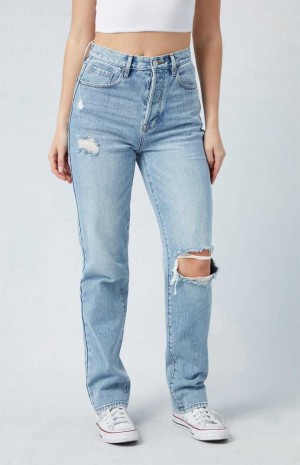 Pantalones PacSun Light Indigo Ripped Dad Mujer Indigo | BSMVG4315