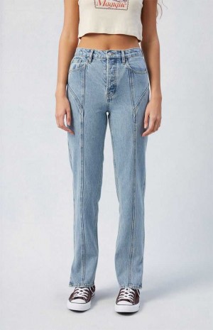 Pantalones PacSun Light Indigo Seamed Dad Mujer Indigo | FBJRV7982