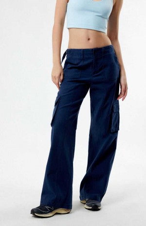 Pantalones PacSun Mid Rise Puddle Mujer Azul Marino | UQRNP6713