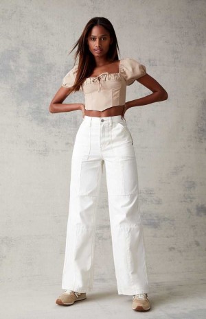 Pantalones PacSun Off White Utility gy Mujer Blancas | GSDCO0376