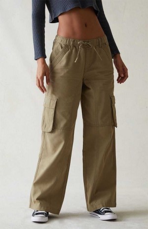 Pantalones PacSun Olive Drawstring Cintura gy Cargo Mujer Verde Oliva | OVDKL9180