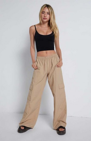 Pantalones PacSun Relaxed Pull On Cargo Mujer Marrones | ZDTIG8735