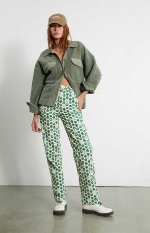 Pantalones PacSun Smile Corduroy Boyfriend Carpenter Mujer Verde | JUMNC1463