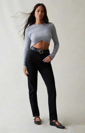 Pantalones PacSun Stretch Black Curve Directo Leg Mujer Negras | MYGQU0264