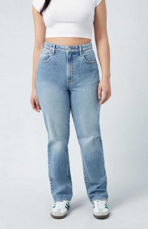 Pantalones PacSun Stretch Medium Indigo Curve Dad Mujer Indigo | OBHDQ0658