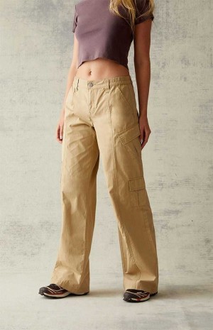 Pantalones PacSun Tan Low Rise Puddle Mujer Marrones | AVGOK8324