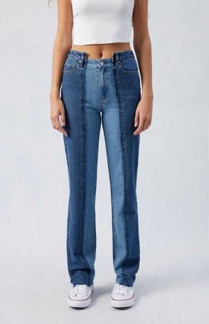 Pantalones PacSun Two-Tone Millie Mid Rise '90s Boyfriend Mujer Indigo | RDEOA4659