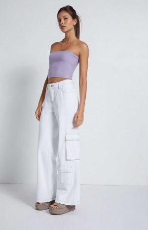 Pantalones PacSun White gy Cargo Mujer Blancas | DUGQB4796