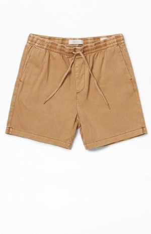 Short PacSun Khaki Twill Volley Hombre Kaki | KIPFQ4927