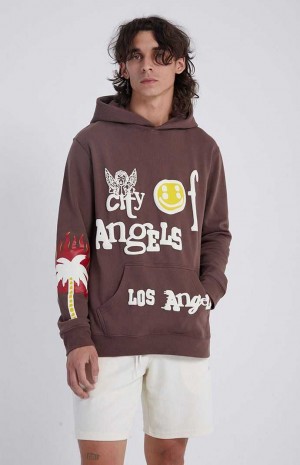 Sudadera con Capucha PacSun City Of Angels Hombre Marrones | WOHDC4601