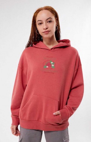 Sudadera con Capucha PacSun Delicious Strawberries Mujer Burdeos | MKEPL4951