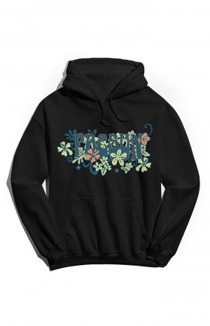 Sudadera con Capucha PacSun Floral Hombre Negras | DULIZ0593