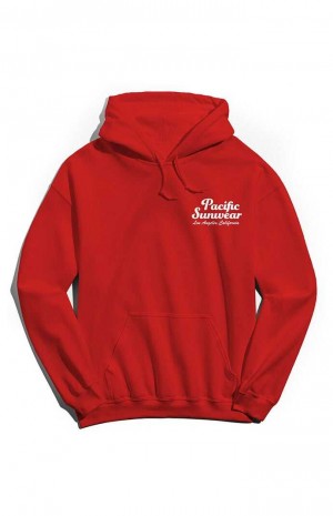 Sudadera con Capucha PacSun Pacific Sunwear LA Script Hombre Rojas | YTNOJ8603