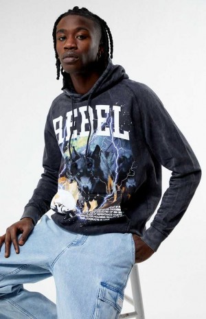 Sudadera con Capucha PacSun Rebel Pack Vintage Wash Hombre Negras | WXPLD8172