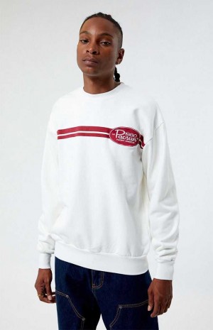 Sudaderas PacSun 1980 Block Badge Crew Neck Hombre Blancas | GKFIH6403