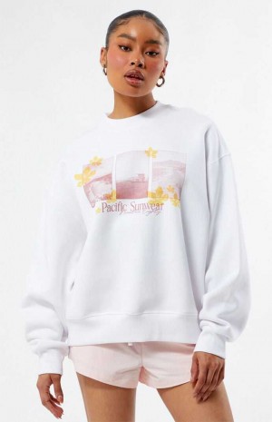 Sudaderas PacSun Pacific Sunwear Photographic Crew Neck Mujer Blancas | GBSLH6408