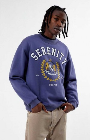 Sudaderas PacSun Serenity Embroidered Crew Neck Hombre Azul Marino | APTWQ8639