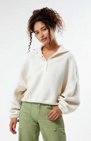 Sudaderas PacSun Ski Half Snap Cropped Mujer Blancas | SCJTW4105