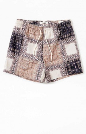 Suéteres PacSun Bandana Block 4.5" Swim Trunks Hombre Negras Multicolor | YKFGP9865