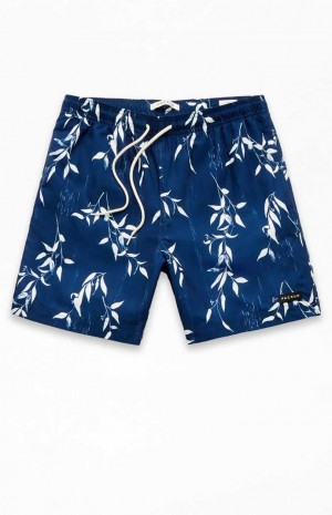 Suéteres PacSun Blue Leaf 6.5" Swim Trunks Hombre Azules | RWHCS7369