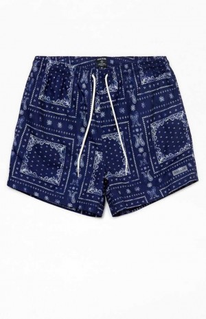 Suéteres PacSun Eco Bandana Block 4.5" Swim Trunks Hombre Azul Marino | RDASF8763