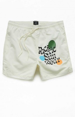 Suéteres PacSun Eco Retro Estampadas 4.5" Swim Trunks Hombre Creme | NELPW0496