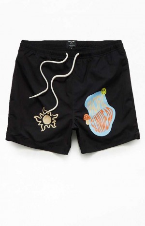 Suéteres PacSun Eco Retro Shroom 4.5" Swim Trunks Hombre Negras | ZPFGX0135