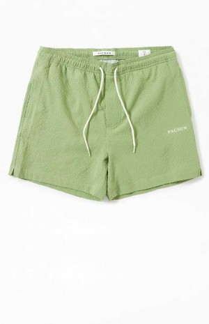 Suéteres PacSun Green Sail Seersucker 4.5" Swim Trunks Hombre Verde | ILSOY2914