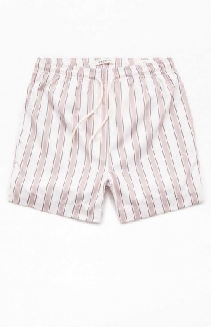 Suéteres PacSun Mandarin Sand A Rayas 4.5" Swim Trunks Hombre Marrones | AQIXS9065