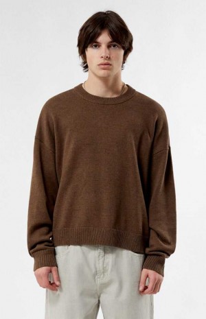 Suéteres PacSun Otto Cropped Crew Hombre Marrones | YLNSG3691