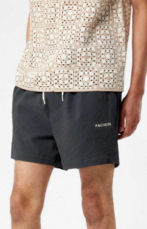 Suéteres PacSun Sail Seersucker 4.5" Swim Trunks Hombre Negras | IPFAM6703