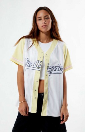 Tops PacSun New York Baseball Jersey Mujer Amarillo | KVASN3268