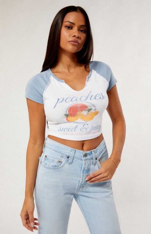 Tops PacSun Peaches Raglan Mujer Blancas | YANUV6791