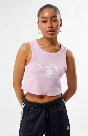 Tops PacSun Volleyball Acanalado Mujer Rosas | AGRXZ7928