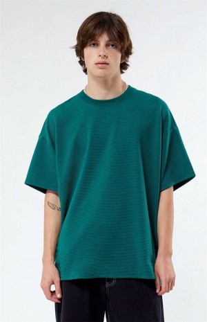 T-shirt PacSun Acanalado Oversized Hombre Verde | QXGIF8209