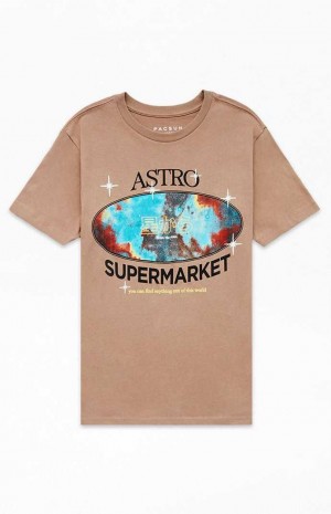 T-shirt PacSun Astro Supermarket Hombre Marrones | DSVLZ2147