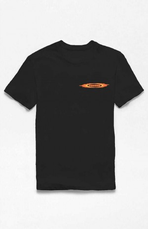 T-shirt PacSun Black Flames Logo Hombre Negras | OBITW5418