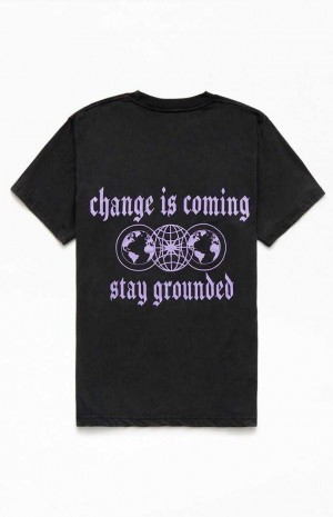 T-shirt PacSun Change Is Coming Oversized Hombre Negras | FYQIA2578