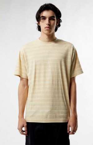 T-shirt PacSun Cream Even Textured Stripe Hombre Creme | UORAS8109