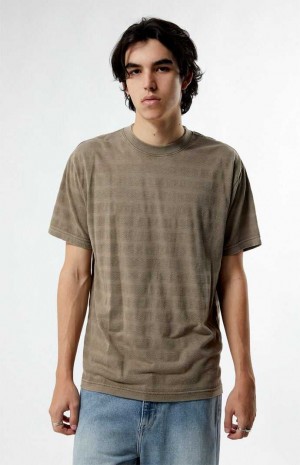 T-shirt PacSun Even Textured Stripe Hombre Gris Marrones | LBUWI2579