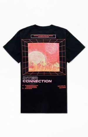 T-shirt PacSun Interconnection Oversized Hombre Negras | JOPCE0231