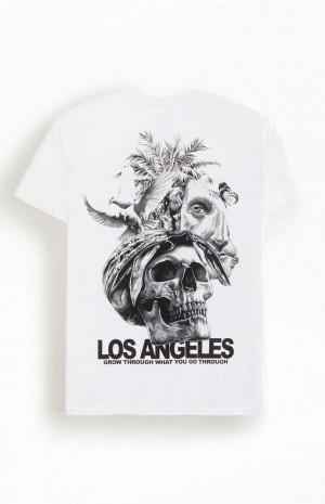 T-shirt PacSun LA Skull Hombre Blancas | YZTID8253