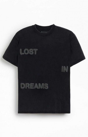 T-shirt PacSun Lost In Dreams Puff Hombre Negras | KMJAR0174