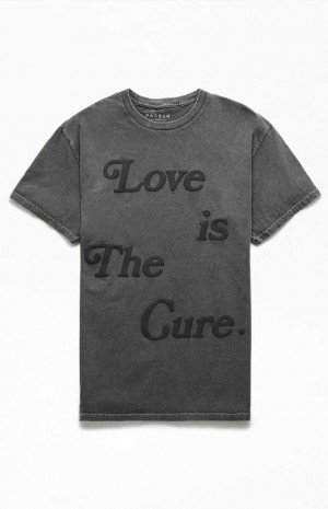 T-shirt PacSun Love Is The Cure Puff Estampadas Hombre Negras | FTRSW4361