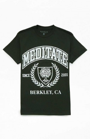 T-shirt PacSun Meditate College Hombre Verde | ODGSI7894