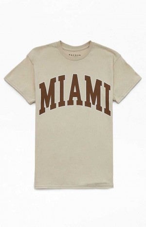 T-shirt PacSun Miami Prep Hombre Marrones | MDTER3147