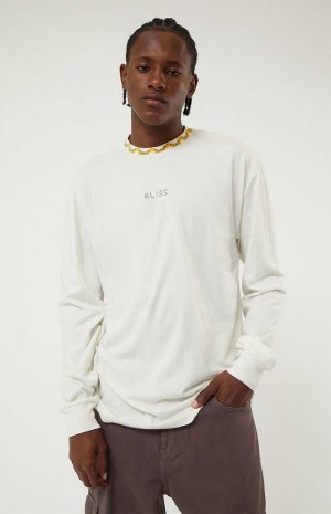 T-shirt PacSun Off White Bliss Jacquard Crew Long Sleeve Hombre Blancas | DUNVG2501