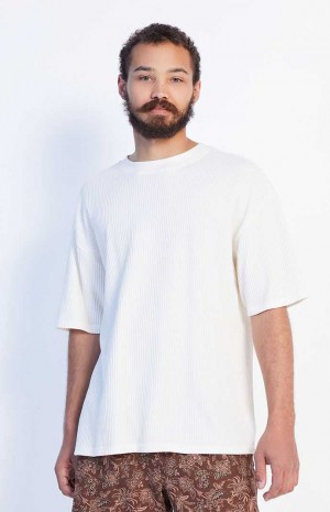 T-shirt PacSun Off White Boxy Waffle Hombre Blancas | ROYBH5021